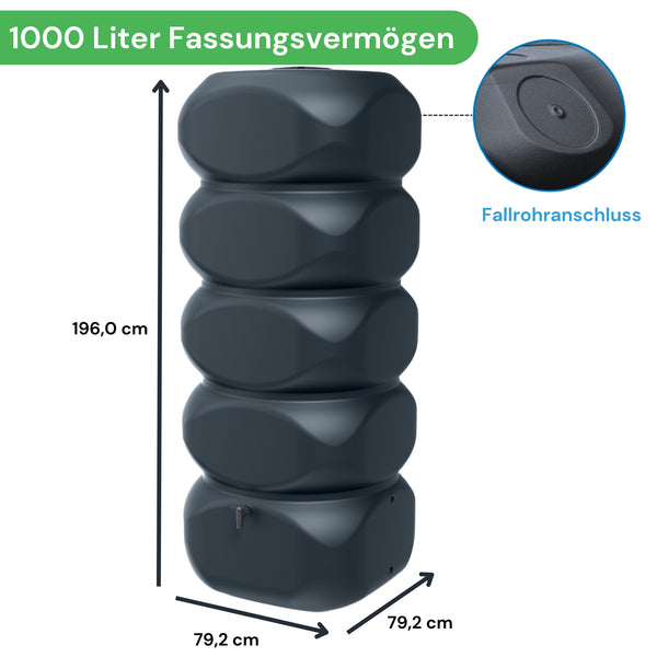 Regenwasserspeicher 1000 Liter Wandtank Detailansicht – YourCasa
