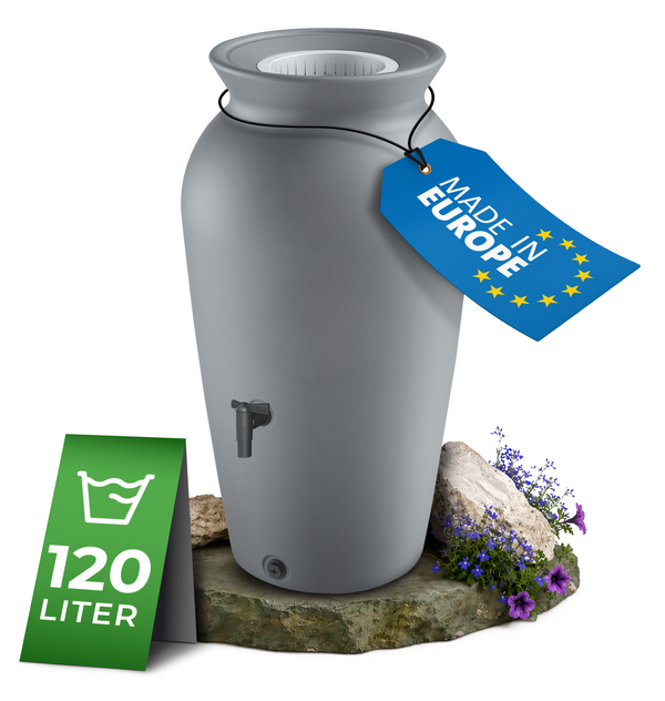 Regentonne 120 Liter oder 230l Dropcatcher im Tongefäß-Design