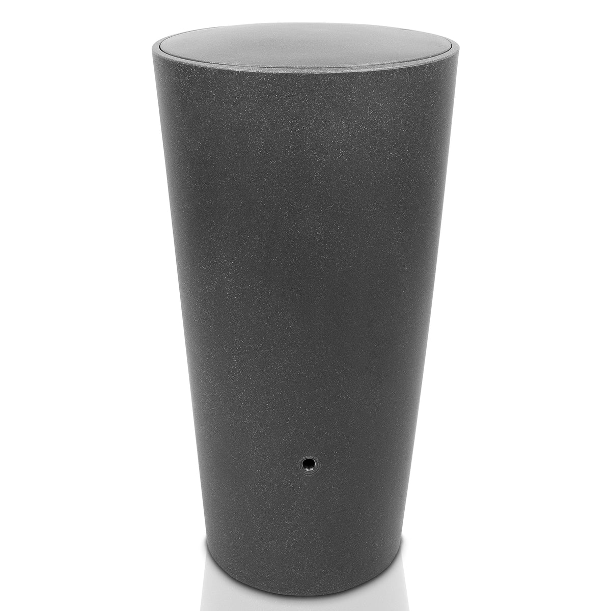 Eine YourCasa Regentonne 210 Liter [Aquaform] – Frostsicher & Kinderfreundlich auf weißem Hintergrund mit einem sicheren Deckel.