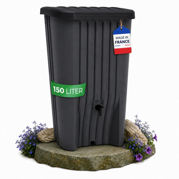 YourCasa Cascade – Regentonne 150 Liter Anthrazit mit integriertem Wasserhahn
