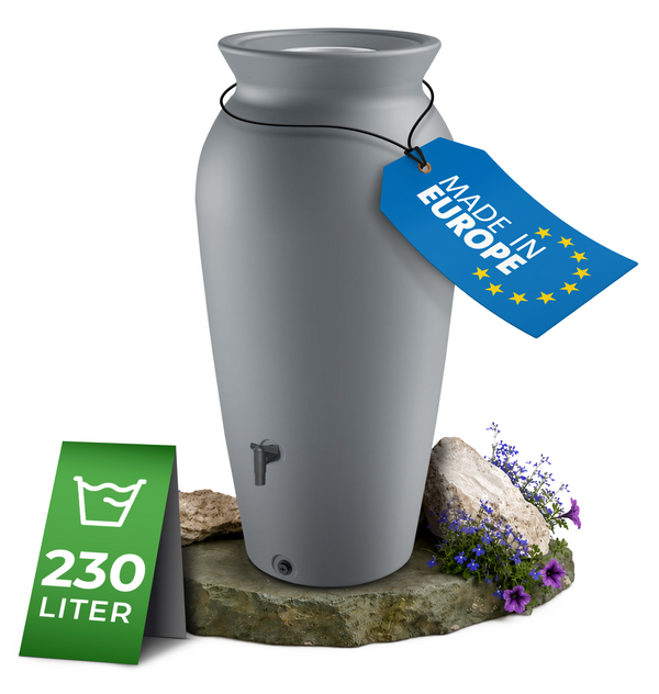 Regentonne 120 Liter oder 230l Dropcatcher im Tongefäß-Design