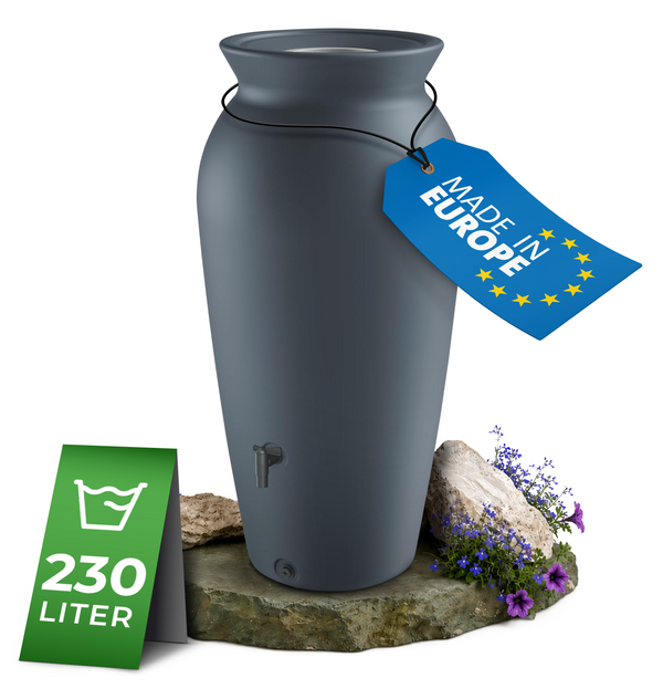 Regentonne 120 Liter oder 230l Dropcatcher im Tongefäß-Design
