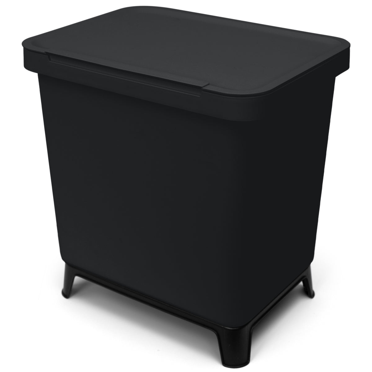 Schwarzer Kunststoff-Vorratsbehälter mit Deckel für YourCasa® Mülltrennsystem mit 2-4 Fächern [20-40L] - Effiziente Mülltrennung mit exklusivem Design von yourcisade.com.