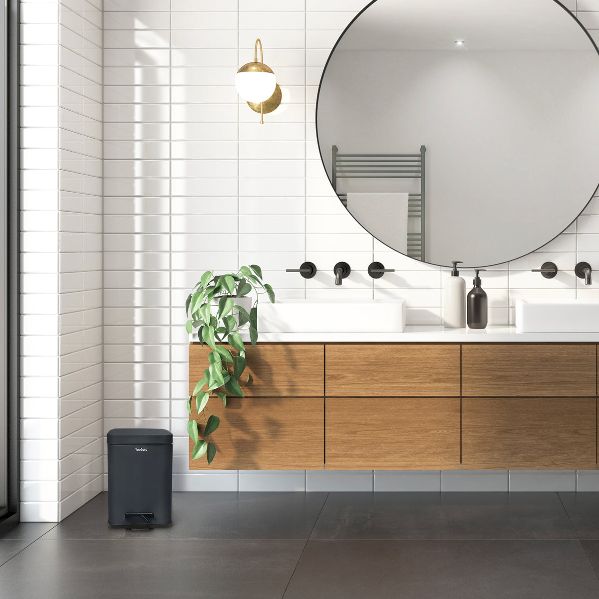 Mülleimer Bad eckig 5L Inneneimer mit Griff Detailansicht – YourCasa
