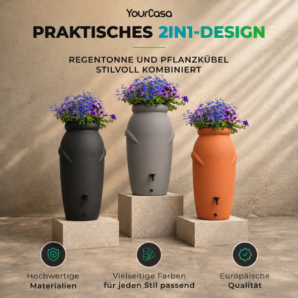 Regentonne Amphore – 210, 360 oder 440 Liter für nachhaltige Gartenbewässerung