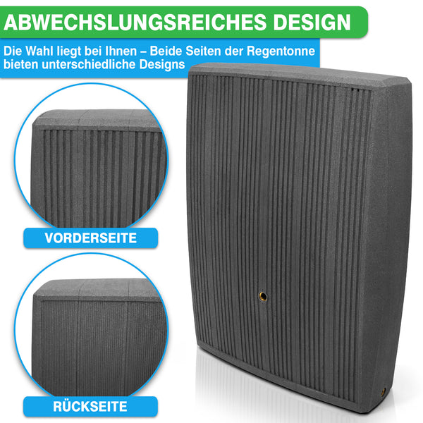 Zweiseitig gestalteter Lautsprecher mit unterschiedlichen Designs auf Vorder- und Rückseite, integriert in einem YourCasa Regentonne 200 Liter [DualStyle] - Platzsparend & Stilvoll von yourcisade.com.