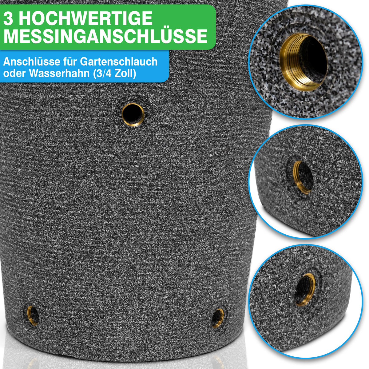 Anschlussgewinde an Regentonne für Wasserhahn oder Gartenschlauch