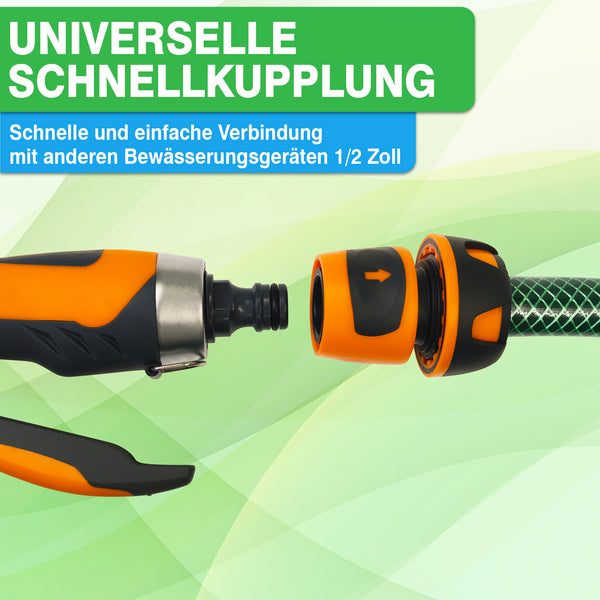 Gartenbrause aus Aluminiumgehäuse – Gartenspritze mit 7 Sprühmustern