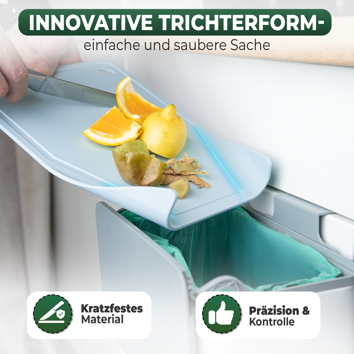 Schneidebrett Küche rutschfest spülmaschinenfest Trichterform – YourCasa