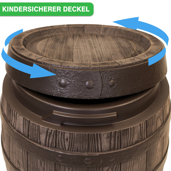 Regentonne Barrel 250-430L Detailansicht Deckel Wasserhahn – YourCasa