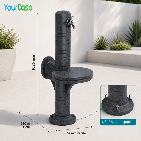 Gartenwassersäule AquaPost Detailansicht Chromhahn – YourCasa