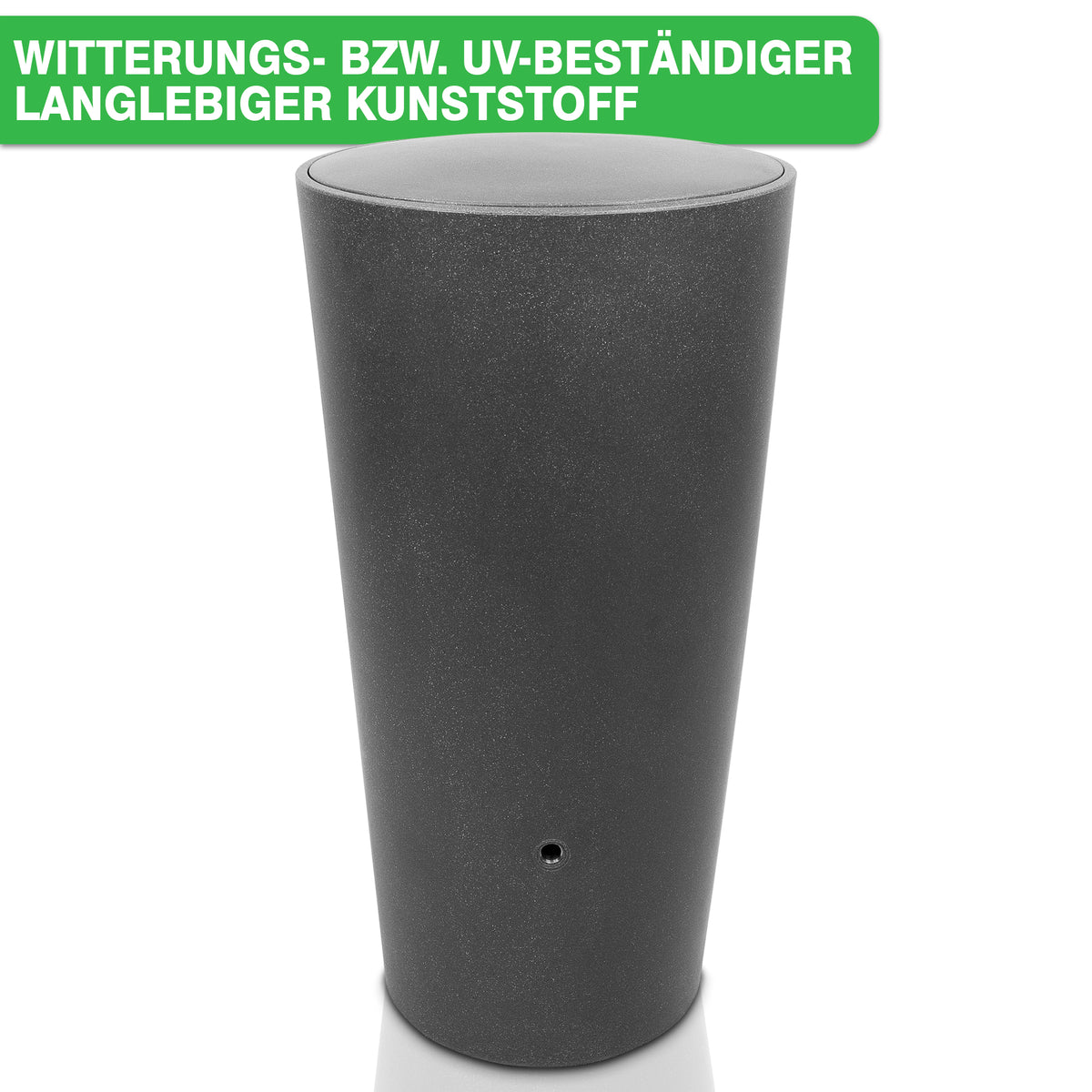 Hoher grauer wetterfester und UV-stabiler Kunststoff-Pflanzkübel mit sicherem Deckel, YourCasa Regentonne 210 Liter [Aquaform] - Frostsicher & Kinderfreundlich von yourcisade.com.