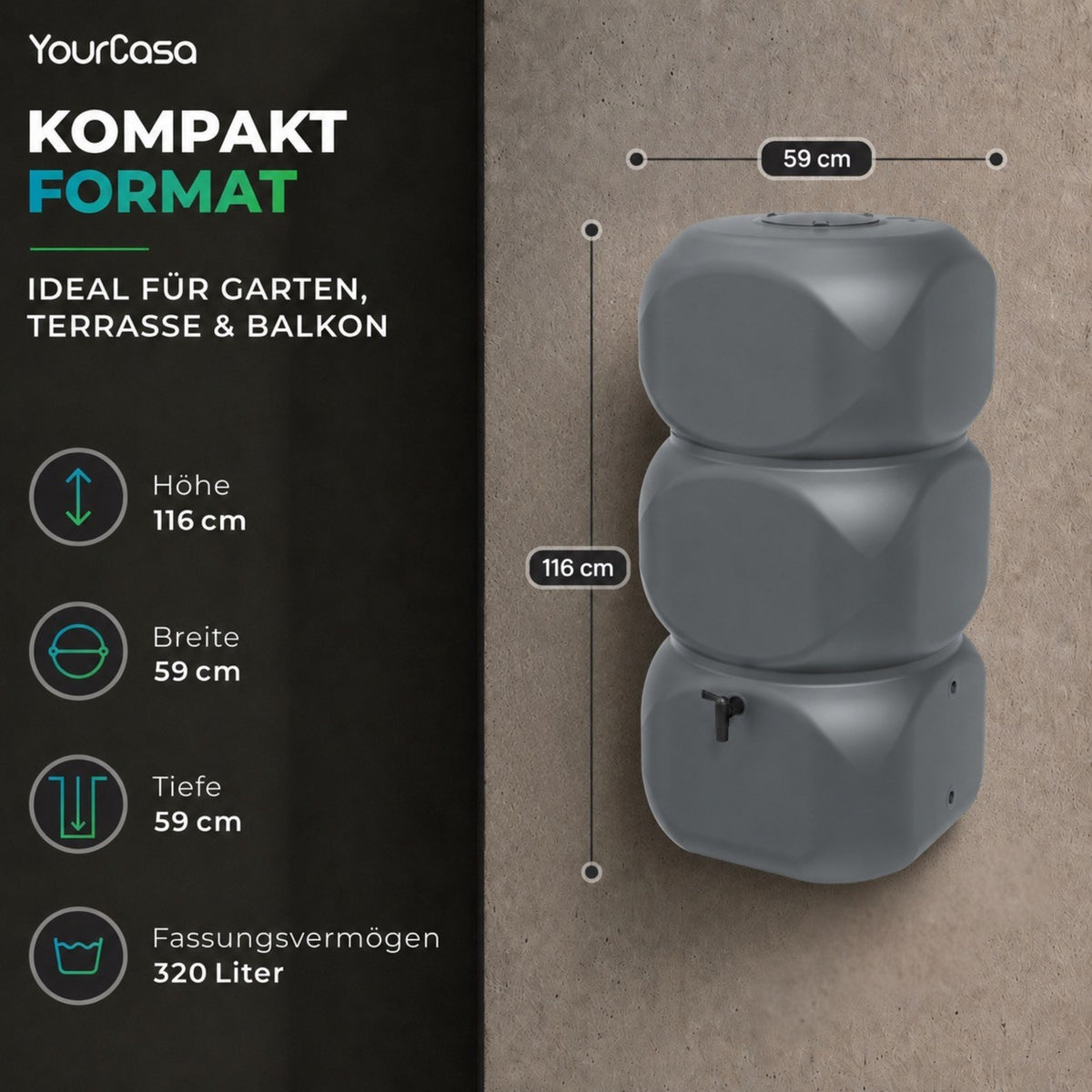 Aqua Block Regentonne 320-350 Liter – Anwendungsbeispiel YourCasa