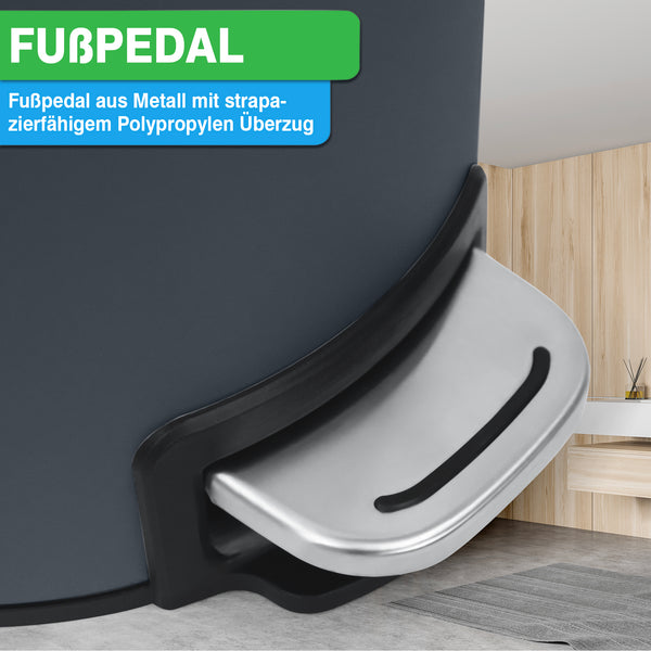 Eine Nahaufnahme eines YourCasa® Mülleimer Bad [5L] - Elegantes Design - Badezimmer Mülleimer aus Edelstahl.