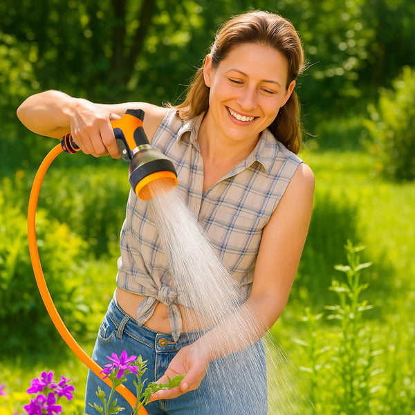 Gartenbrause aus Aluminiumgehäuse – Gartenspritze mit 7 Sprühmustern