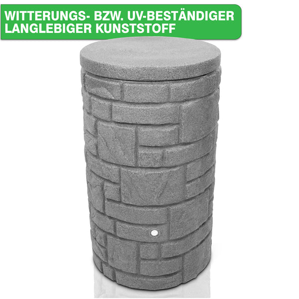 Zylindrische YourCasa Regentonne [StoneRain] - Frostsicher & UV-beständig, Wetter- und UV-beständiger Pflanzkübel von yourcisade.com.