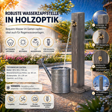 Forest Gartenwassersäule Holzoptik Anwendungsbeispiel – YourCasa