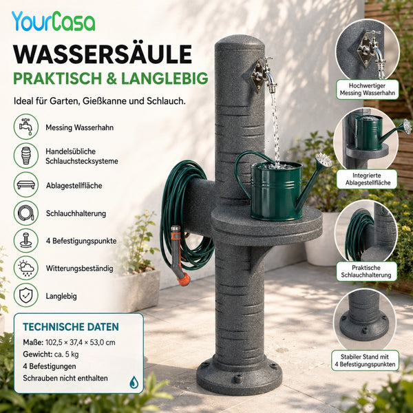 AquaPost Zapfsäule Garten mit Ablagestellfläche Anwendungsbeispiel – YourCasa