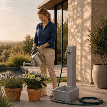 Gartenwassersäule Steinoptik Auffangbecken Zapfstelle