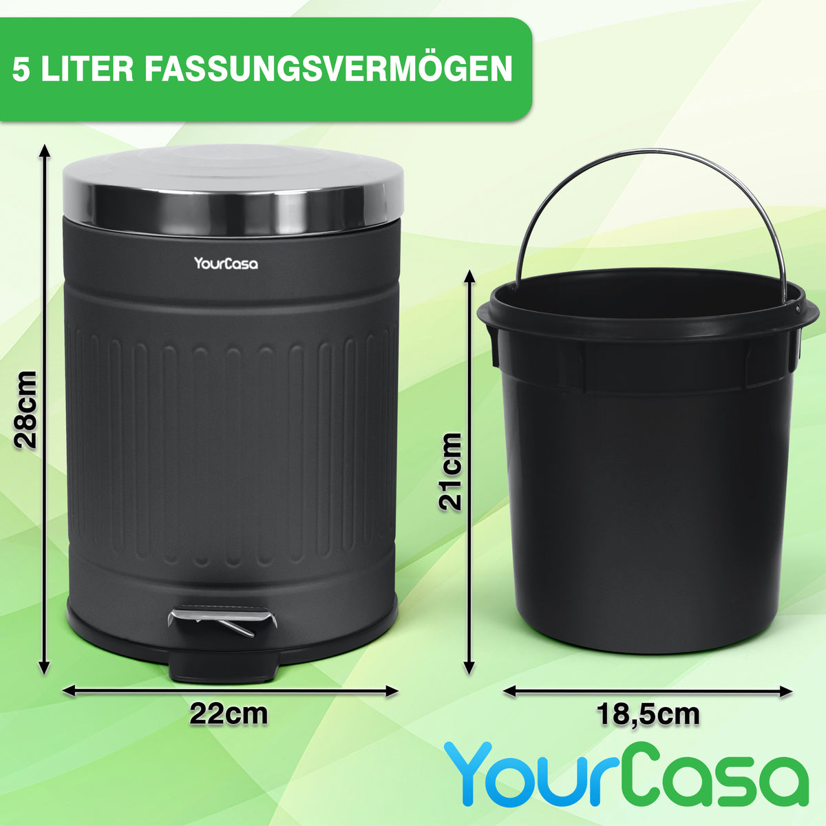 Mülleimer Retro Design Edelstahl 5L Detailansicht – YourCasa