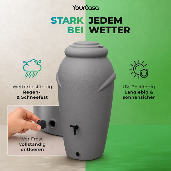 Regentonne Amphore – 210, 360 oder 440 Liter für nachhaltige Gartenbewässerung