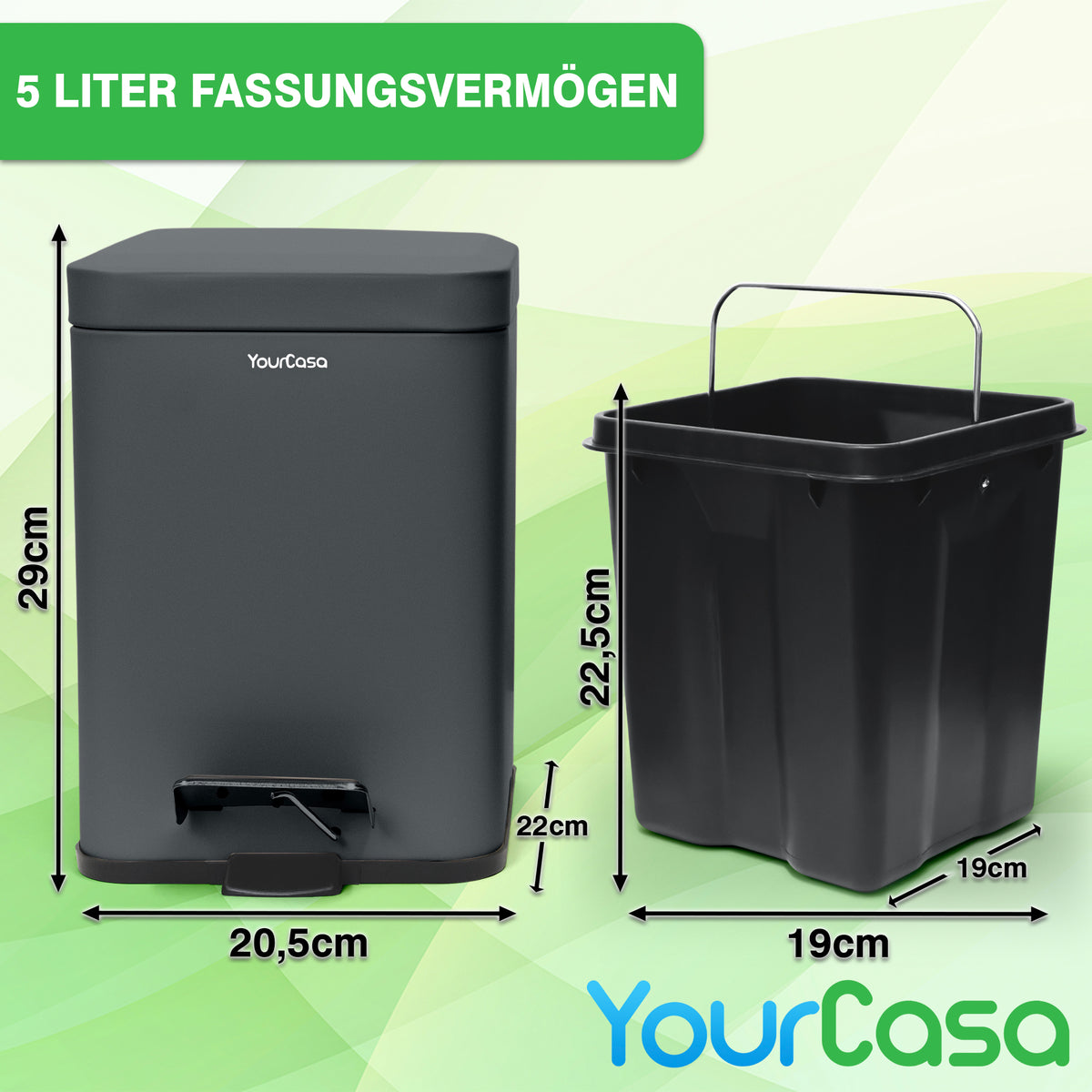 Mülleimer Bad eckig 5L Anwendung Badezimmer Detailansicht – YourCasa