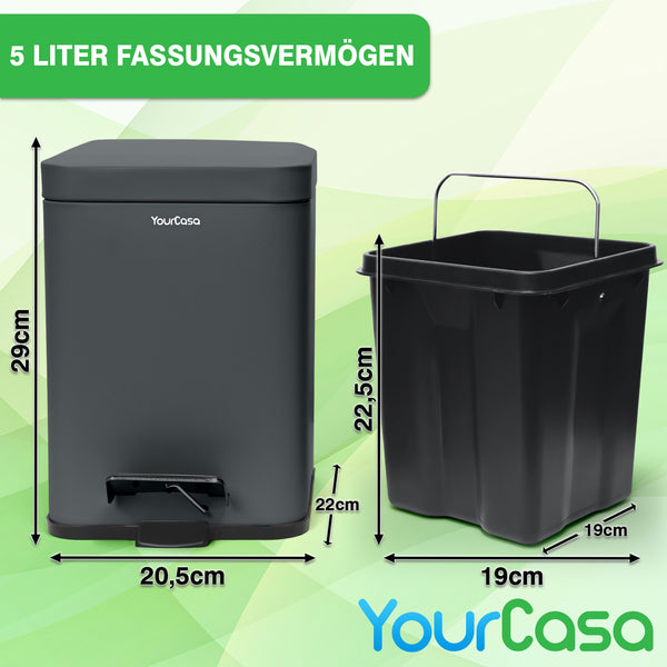 Mülleimer Bad eckig 5L Anwendung Badezimmer Detailansicht – YourCasa