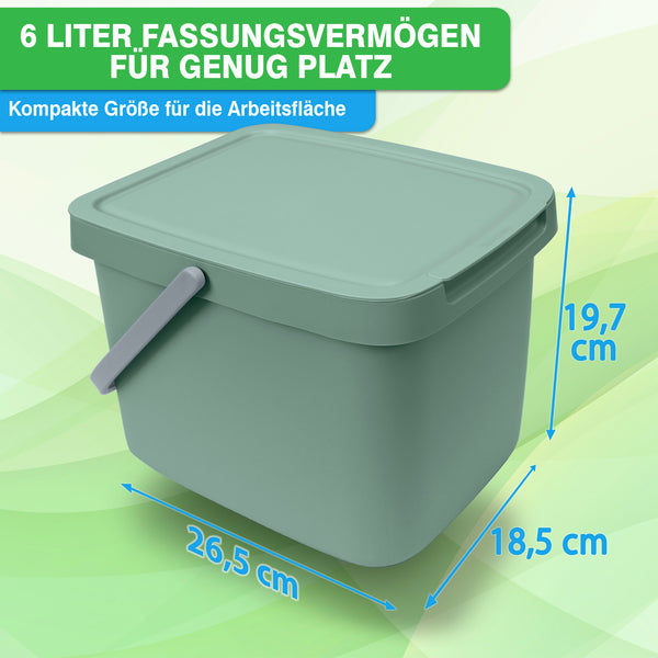 YourCasa® Biomülleimer Küche - 6L mit Deckel und Wandaufhängung von yourcisade.com