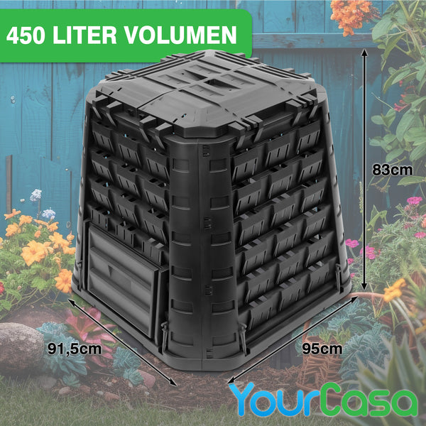yourcisade.com 450 Liter Volumen – EcoFusion Gartenkomposter für Thermokompostierung.