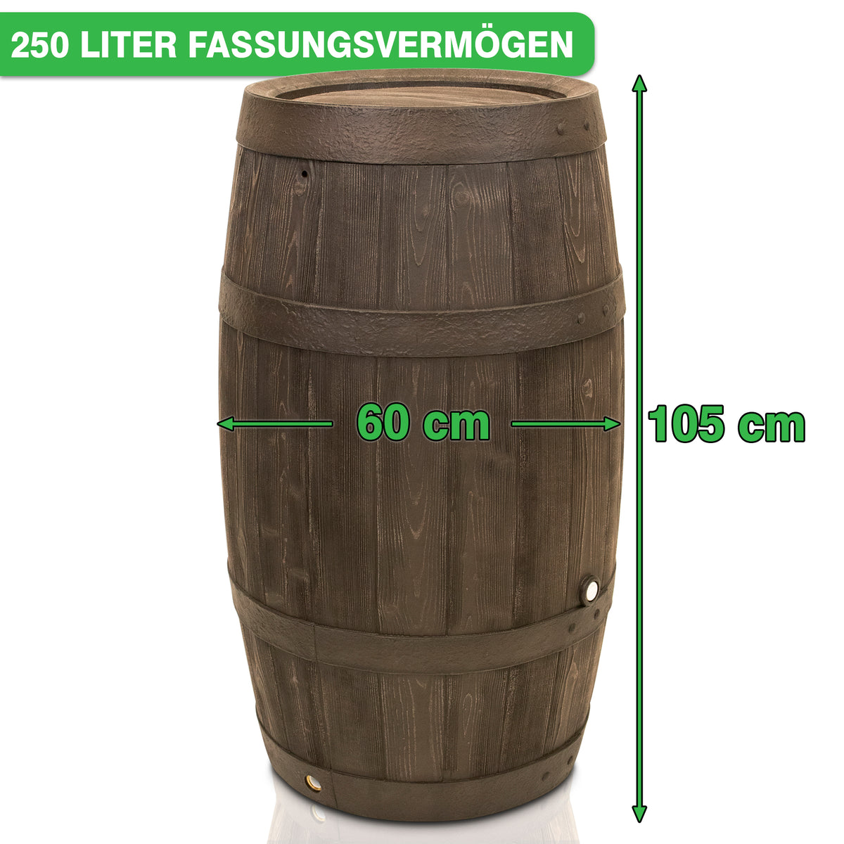 YourCasa Regentonne 250 Liter [Holz] - Frostsicher & UV-beständig von yourcisade.com, konzipiert als UV-beständiger Regenwasserbehälter.