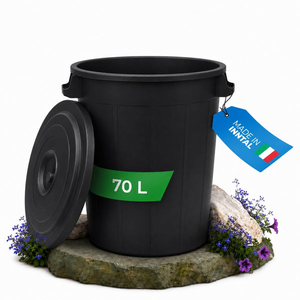Mülltonne 50L-70L – Mülleimer mit Deckel für Garten