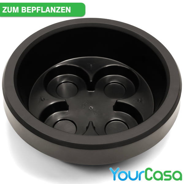 Integrierter Pflanzeinsatz im Deckel der bepflanzbaren Regentonne