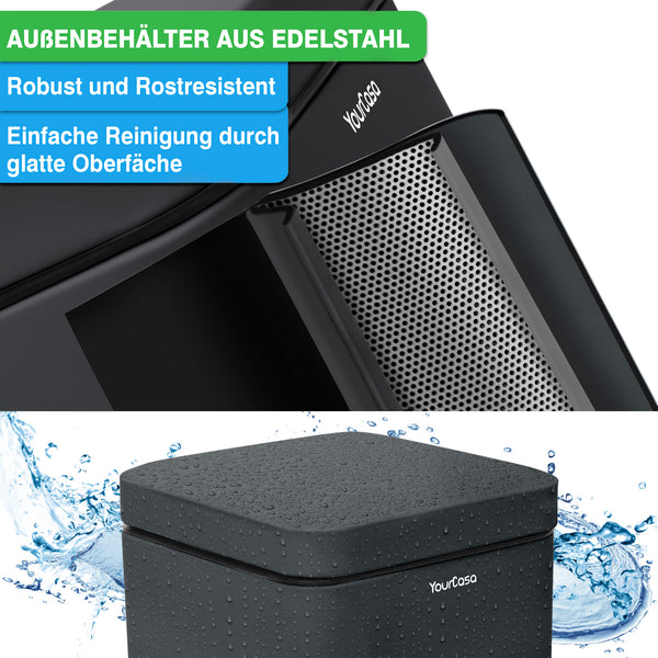 Mülleimer Bad Eckig [5L] – Elegantes Design – Badezimmer Mülleimer