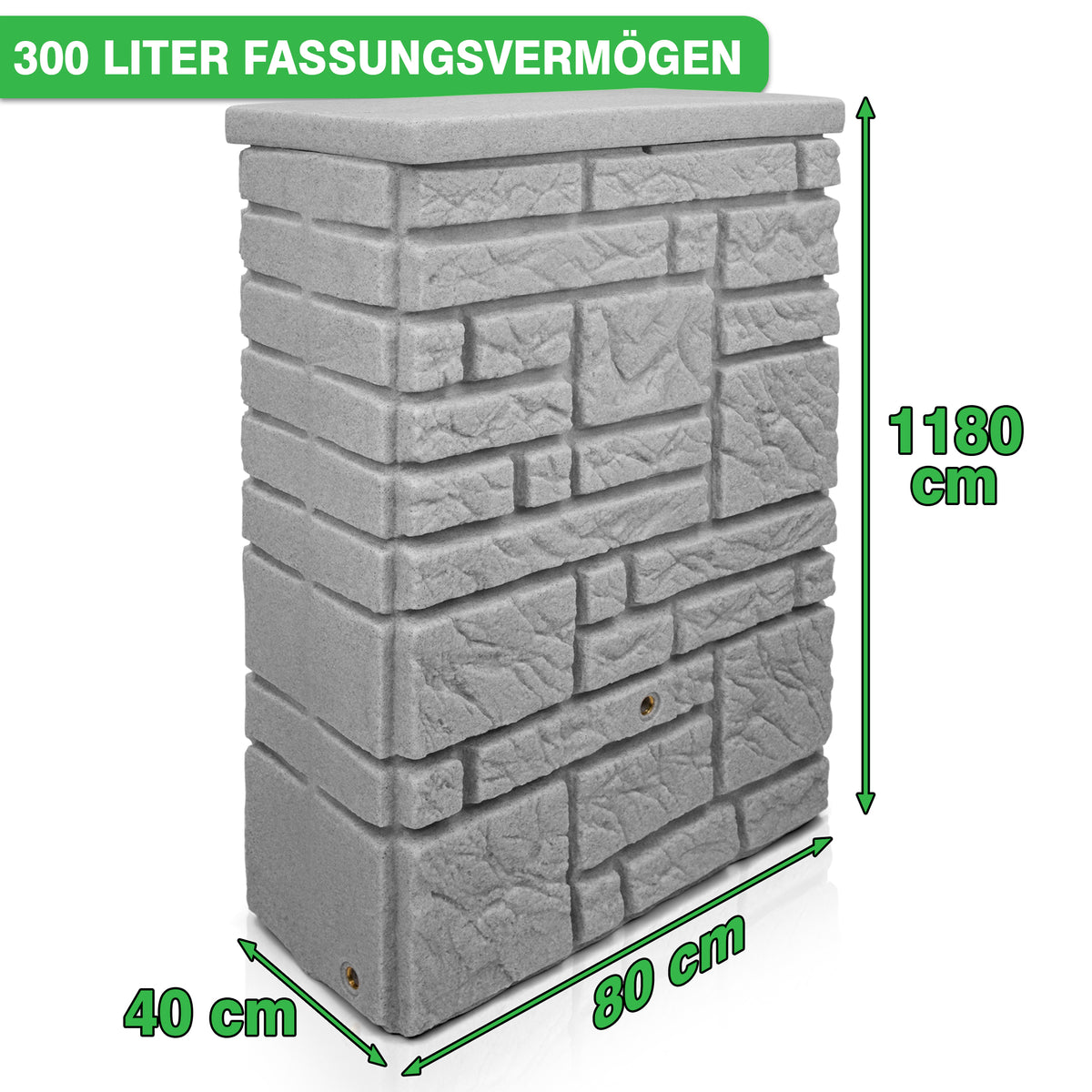 Steinbrunnen YourCasa Regentonne 300 Liter [StoneRain] - Frostsicher & UV-beständig, misst 118 cm in der Höhe, 80 cm in der Breite und
yourcisade.com