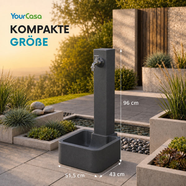 Wassersäule Garten 96cm Maße Steinoptik kompakt