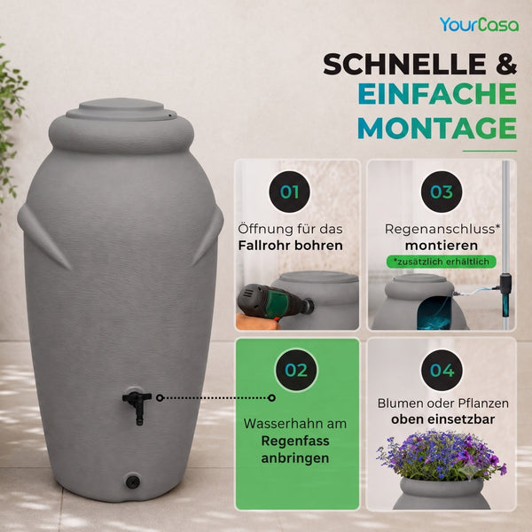 Regentonne Amphore – 210, 360 oder 440 Liter für nachhaltige Gartenbewässerung