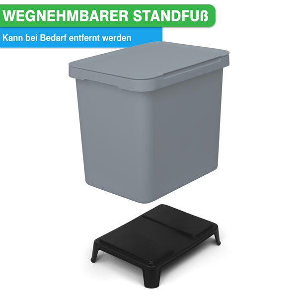 Plastikbox mit abnehmbarem Standfuß und Wandanbringung. - YourCasa® Mülltrennsystem mit 2-4 Fächern [20-40L] von yourcisade.com, für effiziente Mülltrennung mit exklusivem Design.