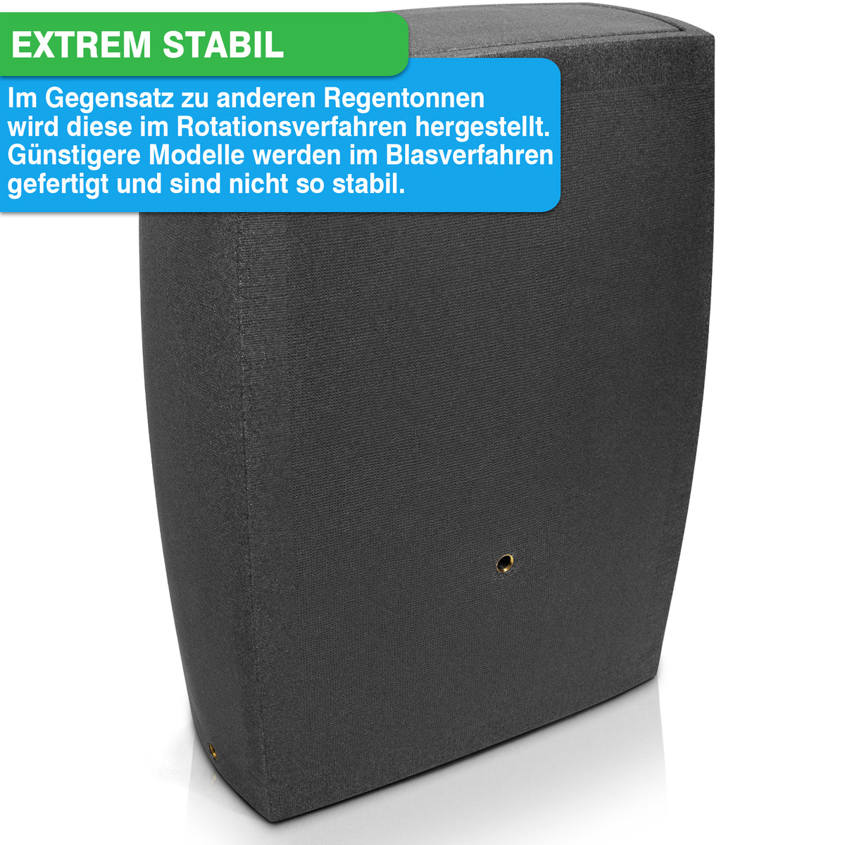 YourCasa Regentonne 275 Liter [SquareLux Rain] – Eckige und schlichte Lautsprecher von yourcisade.com, die die frostsichere Stabilität im Vergleich zu anderen Herstellungsverfahren hervorheben.