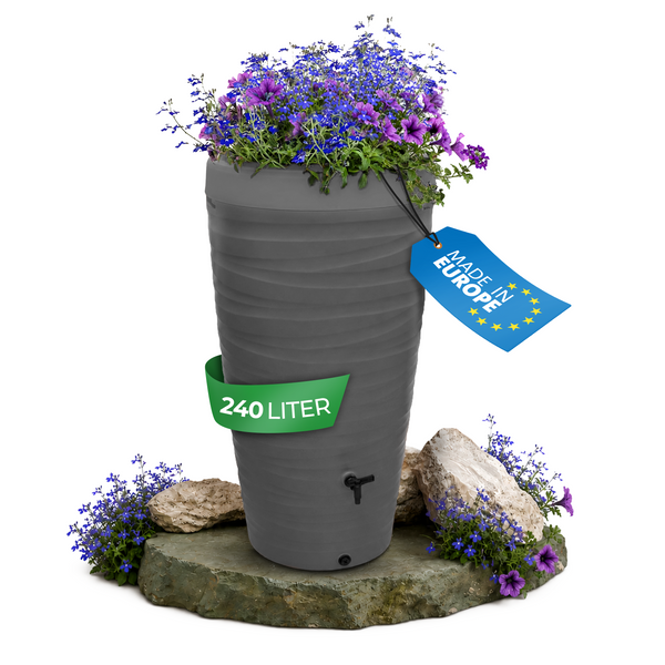 Regentonne 240 Liter – YourCasa Wave-Design mit Auslaufhahn