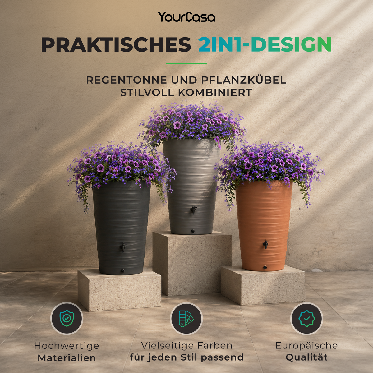 Wave Regentonne 240L Anwendungsbeispiel Garten – YourCasa