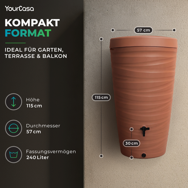Regentonne Wave 240 Liter Detailansicht Auslaufhahn – YourCasa