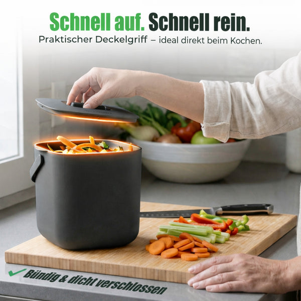 Biomülleimer Küche 4L Detailansicht Deckel spülmaschinenfest – YourCasa