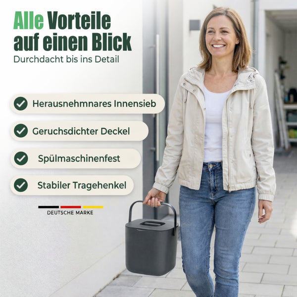 Biomülleimer Küche 4L – Spülmaschinenfest & geruchsdicht