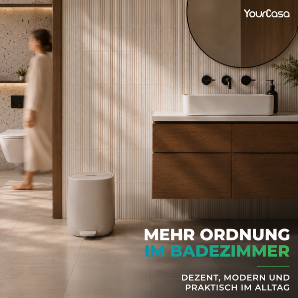 Mülleimer Bad 5L im Badezimmer neben dem Waschbecken