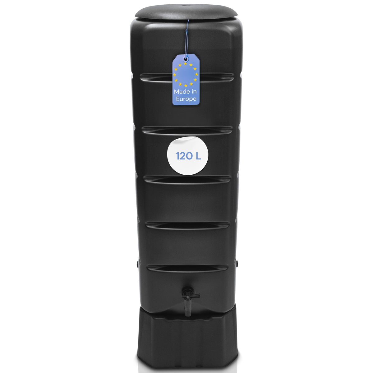 Regentonne 120 Liter Tower mit Standfuss Deckel Wasserhahn – YourCasa