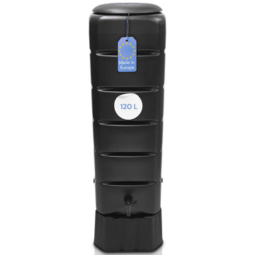 Regentonne 120 Liter Tower mit Standfuss Deckel Wasserhahn – YourCasa