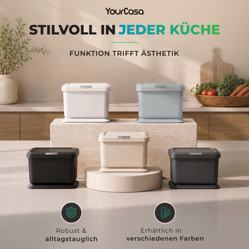 Bioabfalleimer 5 L – Küchenabfallbehälter mit Einhand-Pushdeckel, geruchsdicht & rutschfest