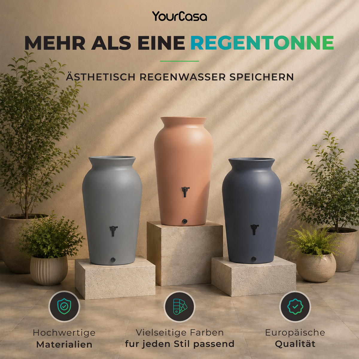 Dropcatcher Regentonne 120L Tongefäß-Optik Garten – YourCasa