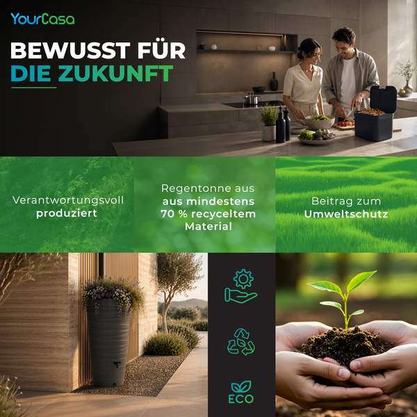 Regentonne 120 Liter oder 230l Dropcatcher im Tongefäß-Design