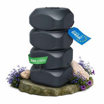 Aqua Block Regentonne 350L Anthrazit – schmaler Wandtank für Garten und Terrasse, Made in Europe